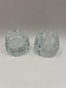 2 Vintage Crystal Orrefors Sweden, Candle Holders, “Eden Leaf” by Lars Hellsten - Picture 1 of 5