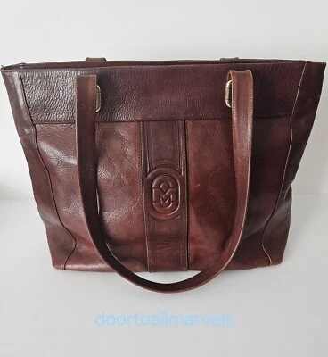 Bolso Grande Marino Orlandi Italia Cuero Coñac Envejecido 17" Country Club Foto 1 de 4
