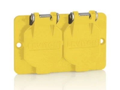 NUEVO Placa de cubierta de tamaño estándar Leviton 3056-Y con tapa abatible resistente a la intemperie Foto 1 de 4