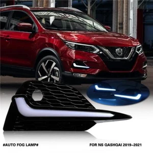 2Pcs Front Fog Lights Assembly w/ Clear Lens Grills Bumper For Nissan Qashqai - Picture 1 of 6