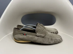 Vintage Men's Gucci Suede GG Monogram Loafers Flats Olive Gray Size 8 - Picture 1 of 12