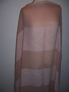 STUNNING 4yd BEIGE SHEER GEORGETTE W/ RICH OPAQUE WOVEN JACQUARD DESIGN BANDS - Picture 1 of 3