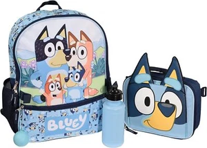16" Bluey 4 Piece Set Backpack School bag With Lunch Box & Water Bottle 3D Ears - Picture 1 of 8