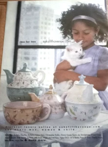 Anuncio impreso 2000 - teteras Saks Five Avenue linda niña gatito gato publicidad - Imagen 1 de 2