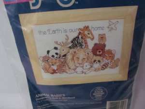 Jiffy ANIMAL BABIES Earth is Our Home Counted Cross Stitch Kit 5" x 7" - Picture 1 of 4