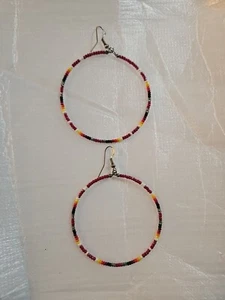 NEW NATIVE AMERICAN BEADED HOOP EARRINGS - Picture 1 of 5