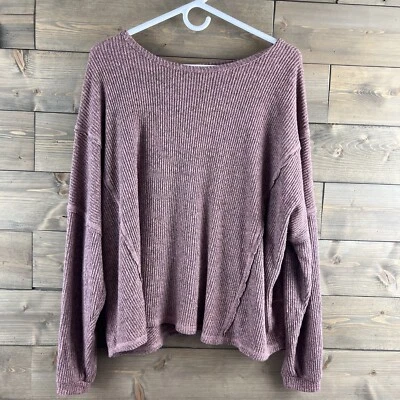 Suéter BKE Mujer Manga Larga Dolman Sobrepelliz Abierto Espalda Cruzada Acanalado Rosa Grande Foto 1 de 4