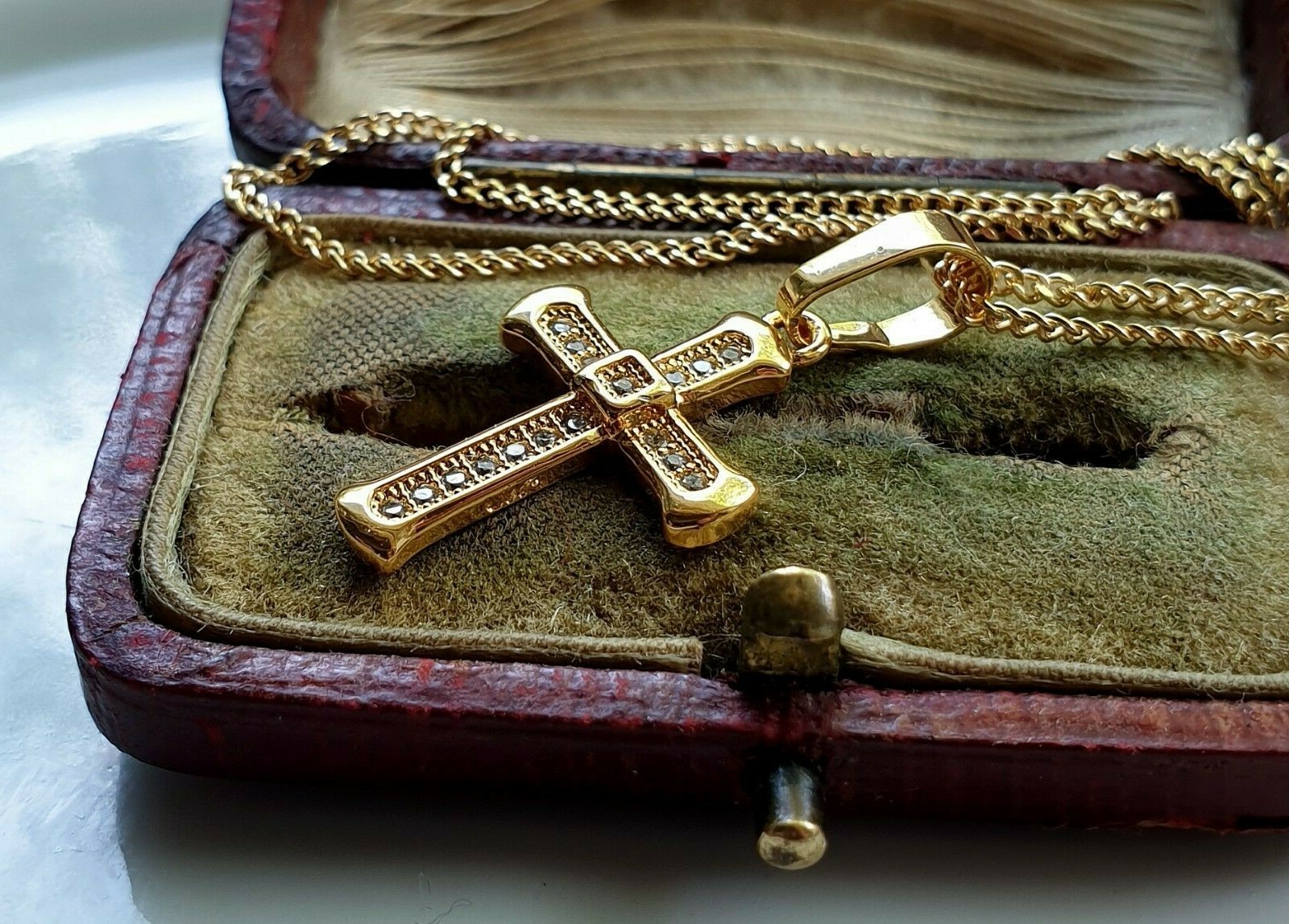 GENUINE 9ct Gold Cross gf,Packed fFULL 