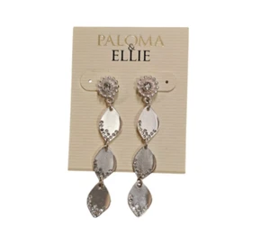 Paloma & Ellie Women's Trendy Matte Silver Plated Rhinestone Earrings NWT - Picture 1 of 4