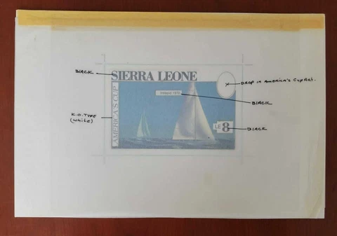 Sierra Leone 836-842 - America's Cup 1987 Rare Original Artwork & Stamps - MNH Cover