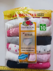Girls Size 10 Fruit Of The Loom Brief Underwear. 18 Pack - Picture 1 of 2