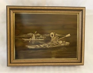 Scena inuit incisione acida rame incorniciata vintage di Frederick Priddat la nostra terra natale - Foto 1 di 6