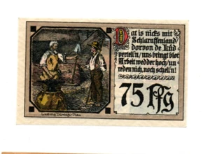 75 PFENNIG AUNC EMERGENCY ISSUED NOTE FROM GERMANY/PLAU 1922 - Picture 1 of 2