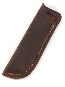 HAIR COMB & LEATHER CASE RUGGED DISTRESSED BROWN LEATHER WITH COMB - Picture 1 of 3