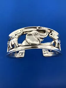 Barry Kieselstein Cord KC Studio Sterling Silver Elephant Zebra Cuff Bracelet - Picture 1 of 8