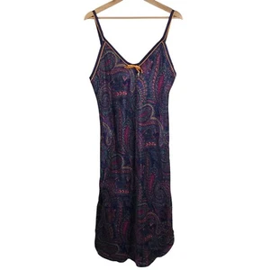 Miss Dior Lingerie Union Made Vntg nightgown Jewel tone Paisley Slip dress M - Picture 1 of 7