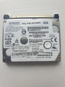 Hitachi 60GB IDE 1.8" Hard Drive HTC426060G9AT00 P/N 39T2699 LENOVO P/N 39T2691 - Picture 1 of 1