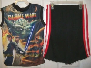 Star Clone Wars Yoda Force Power Strength Shorts & Shirt Set Boys Size 4 / 5 NWT - Picture 1 of 1