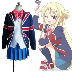 Kiniro Mosaic Kujou Karen Cosplay School Uniform Outfit Suit Coat Tie Stockings  - Picture 1 of 6