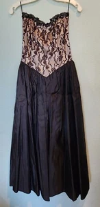 Vestido de Fiesta Gunne Sax Jessica McClintock Años 80 Sin Tirantes Encaje Corpiño Falda Completa 7 - Imagen 1 de 9