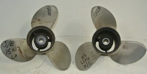Johnson Evinrude 15 x 17 Propeller RH LH SS 17P Prop Set # BA28 - Foto 1 di 6