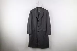Vintage 70s Hickey Freeman Mens 42R Wool Herringbone Overcoat Jacket Gray USA - Picture 1 of 18