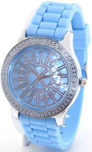 AQUA TECHNO MASTER LADIES DIAMOND WATCH SILVER CASE RUBBER BAND + 2 EXTRA STRAPS - Picture 1 of 6