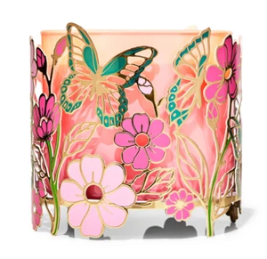 BATH & BODY WORKS BUTTERFLIES IN THE PINK FLOWER GARDEN 3 WICK CANDLE HOLDER NEW - Picture 1 of 1