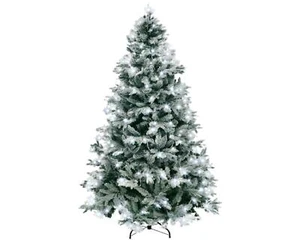7FT Christmas Tree 957 Tips Lapland Fir 2.1M Green w/ White LED with Metal Stand - Picture 1 of 7