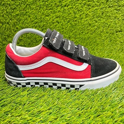 Vans Old Skool V Logo Pop Womens Size 8.5 Black Red Walking Shoes Sneakers - Image 1 of 4