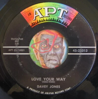HEAR Davey Jones 45 Love Your Way / Come On And Love APT rockabilly rocker R&B - Image 1 of 2