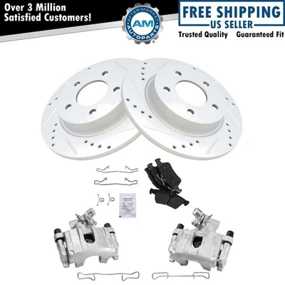 Rear Brake Calipers Ceramic Pads & Drilled Rotors Fits 2009-2013 Mazda 3 - Image 1 of 4