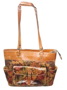 Patricia Nash Floral Brown Leather Shoulder Bag Purse Front, Rear & Side Pockets - Picture 1 of 17