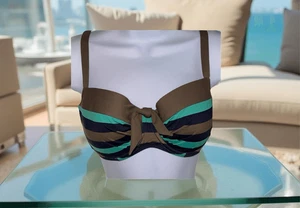 Prima Donna Brown Navy & Green Twist Bikini Top Size 4-6 - Picture 1 of 7