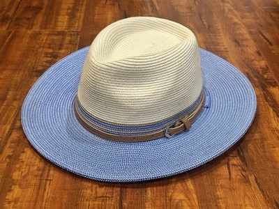 Wallaroo Kristy Embalable Ajustable Marfil y Azul Talla Única Fedora UPF 50+ Sombrero para el Sol Foto 1 de 4