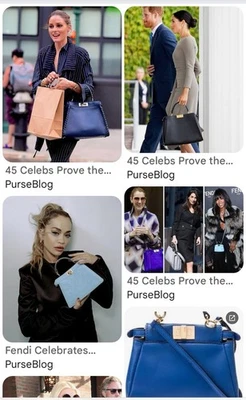 FENDI $2460 Leather Navy Blue Red  Peekaboo Gold  Shoulder Crossbody Bag Tote - Image 1 of 4