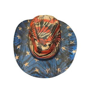USA Cowboy Hat Patriotic Unisex Cowgirl Western 100% Grass - Picture 1 of 4