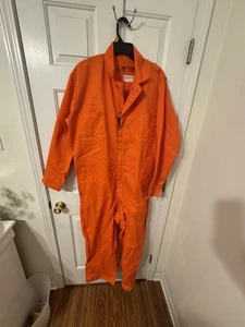 Red Kap Coverall Men 44 Reg Twill Work Uniform CT100R4 Orange Prisoner Mechanic - Picture 1 of 8