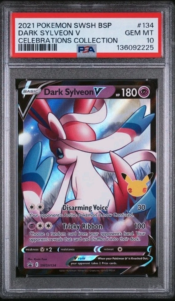 Pokemon Celebrations Black Star 2021 promoción BSP como nuevo Dark Sylveon V #134 PSA 10 Foto 1 de 2