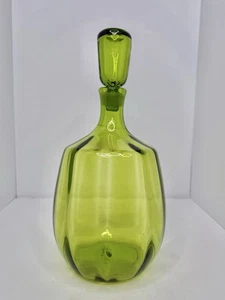 Vintage MCM Blenko Glass 6416 Decanter In Olive 14.25” W/stopper - Picture 1 of 6