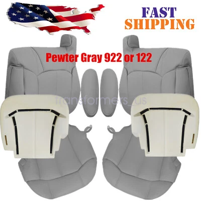 For 1999 2000 2001 2002 Chevy Silverado 1500 2500 Front Seat Cover Pewter Gray - Image 1 of 4