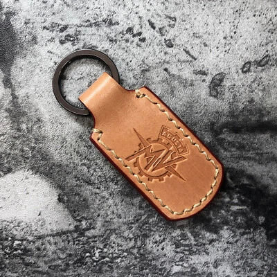 Handmade natural tanned leather keychain, MV agusta symbol is engraved. 1EA - Image 1 of 4