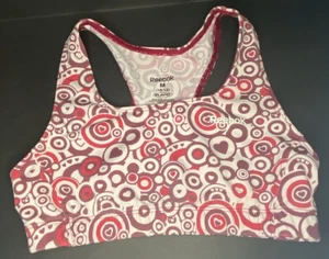 Reebok Play Dry Youth Sports Bra Purple Pink Hearts Medium (10-12) Training - Picture 1 of 6