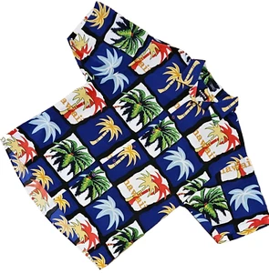 Vintage Hawaiian Koman Sport Shirt Resort Wear Palm Trees Hawaii Print Men's XXL - Picture 1 of 6