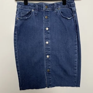 Universal Thread Größe 4 Jeansrock dunkle Waschung roher Rand Saum Knopfleiste Taschen - Bild 1 von 14
