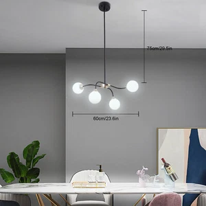 4-Light Modern Glass Ball Chandelier Kitchens Dining Rooms Pendant Lamp Fixture - Picture 1 of 11