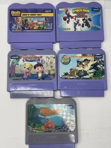 VTech VSmile Lot of 5 Game Cartridges Bob Builder,Spiderman,Nemo,Go Diego ABC’s - Picture 1 of 5