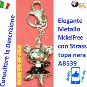 Portachiavi regalo Topa Nera Strass Anello Moschettone AB539 - Foto 1 di 3