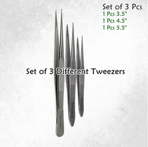 Sewing Machine Thread Tweezers Fine Serrated Points Set of 3 Multipurpose Pliers - Picture 1 of 3