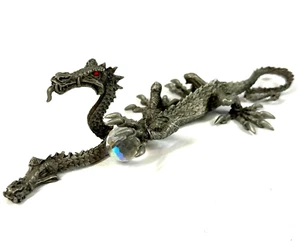 Ral Partha Tom Meier Two Headed Dragon Pewter Vintage Figurine Crystals PP803 - Picture 1 of 8